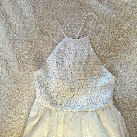 Zara Maxi 3 tiered Smocked White Halter Sundress - Picture 3 of 5